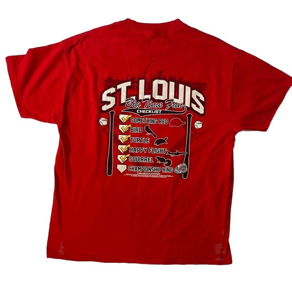 St. Louis Cardinals Go Birds Big Time Fan Size XL Red Double‎ Sided Graphic MLB - Picture 3 of 7